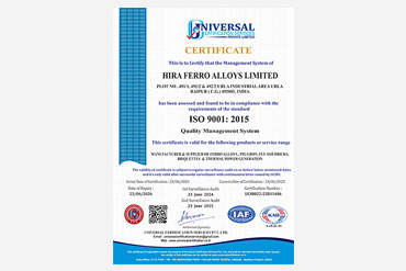 ISO 9001:2015 certified ferro alloys