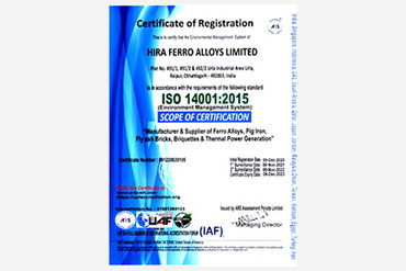 ISO 14001:2015 certified ferro alloys